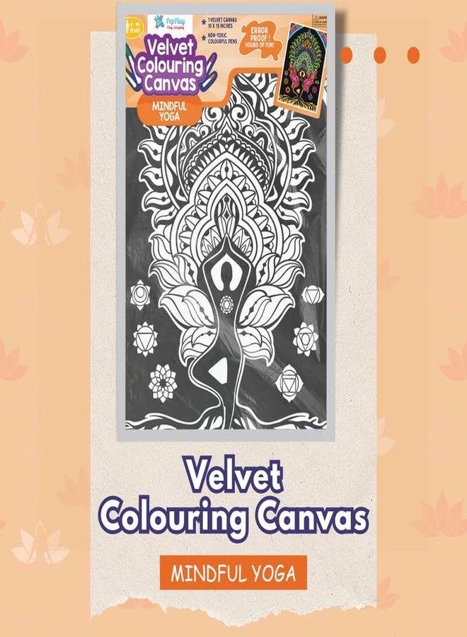 PepPlay Velvet Colouring Canvas - Mindful Yoga | DIY Yoga Theme Gift & Canvas Art for Adults & Kids 9-99 Years | Raised Velvet Keeps Colors in Line | Group Craft Activity, Travel-Friendly & Relaxing - Image 2